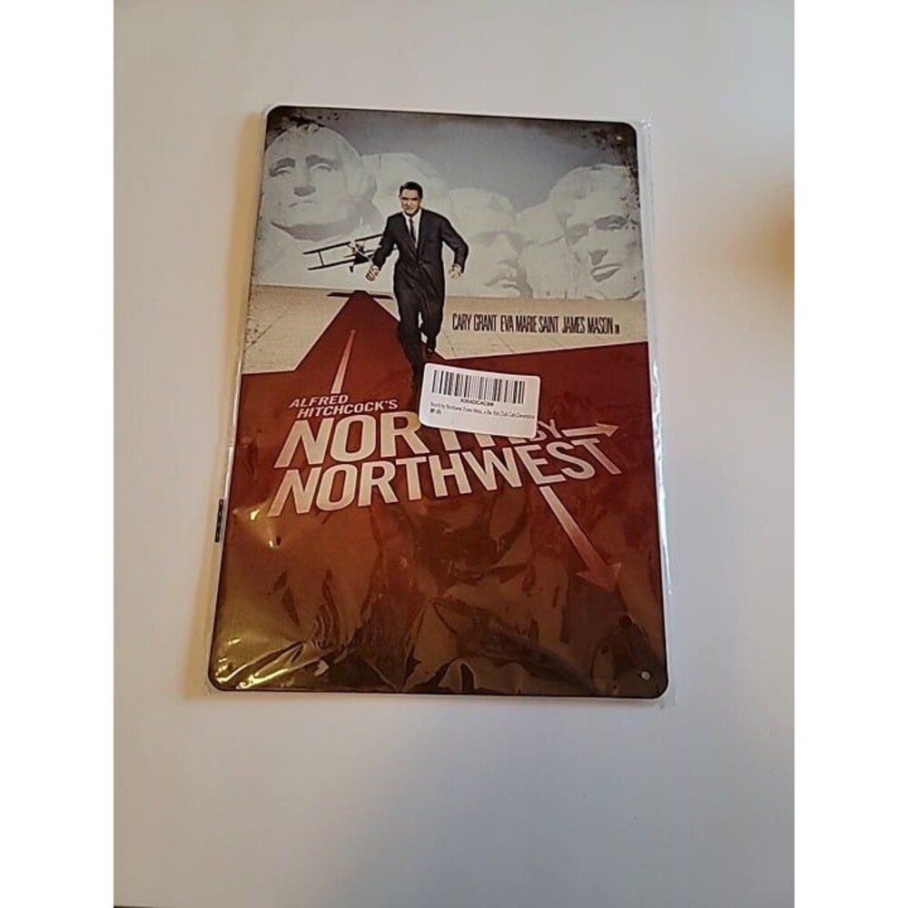 North By Northwest movie poster tin metal sign wall art 8x12  Alfred Hitchcock